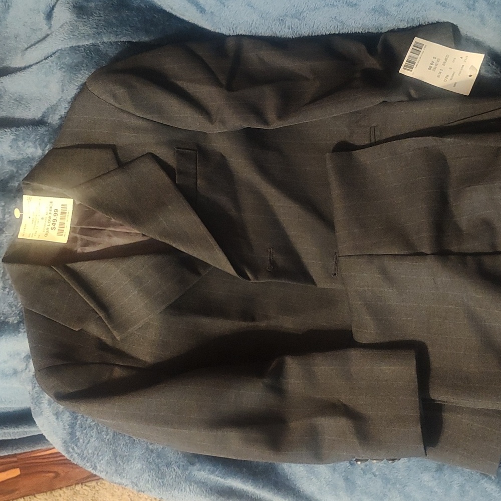 Classic Gray Boy's Charcoal Grey Pinstripe Suit, Size 8 Regular, New With Tags